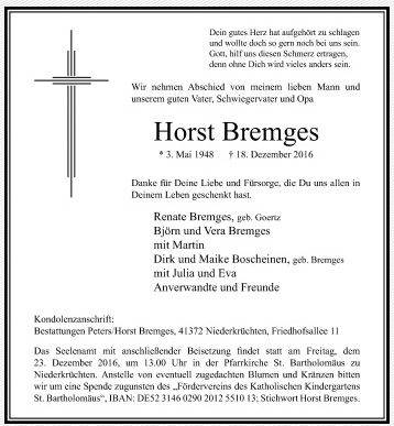 Bremges-Horst-Traueranzeige