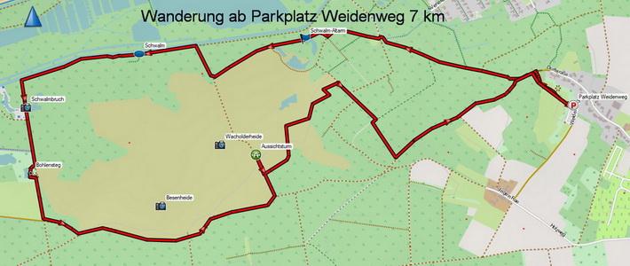 Plan Wanderung ab Weidenweg